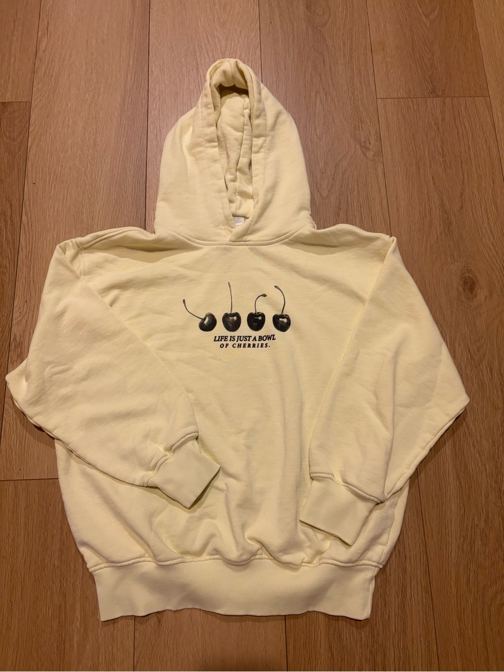 Zara Cream Cherry Graphic Hoodie